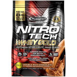 Muscletech, Nitro Tech, 100% Whey Gold, Whey Protein Powder, Double Rich Chocolate, 8 lbs (3.63 kg) - HealthCentralUSA
