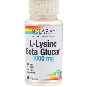 Solaray, L-Lysine & Beta Glucan, 500 mg, 60 VegCaps - HealthCentralUSA