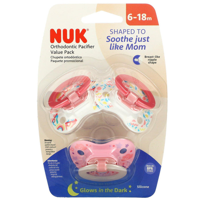 NUK, Orthodontic Pacifier Value Pack, 6-18 Months, 3 Pack - HealthCentralUSA