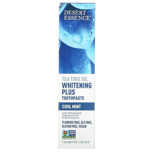 Desert Essence, Tea Tree Oil Whitening Plus Toothpaste, Cool Mint, 1 oz (28.35 g) - HealthCentralUSA