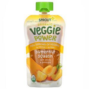Sprout Organic, Veggie Power, Butternut Squash with Peach & Pineapple, 4 oz ( 113 g) - HealthCentralUSA