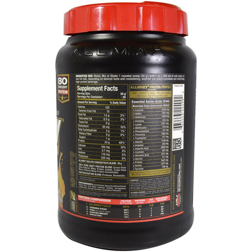 ALLMAX Nutrition, AllWhey Gold, 100% Whey Protein + Premium Whey Protein Isolate, Chocolate Peanut Butter, 2 lbs (907 g) - HealthCentralUSA