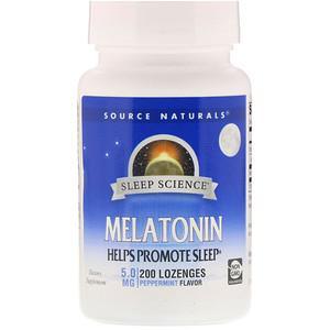 Source Naturals, Melatonin, Peppermint, 5 mg, 200 Lozenges - HealthCentralUSA