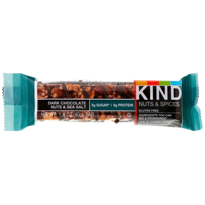 KIND Bars, Nuts & Spices, Dark Chocolate Nuts & Sea Salt, 12 Bars, 1.4 oz (40 g) Each - HealthCentralUSA