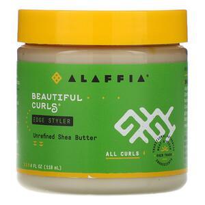 Alaffia, Beautiful Curls, Edge Styler, All Curls, Unrefined Shea Butter, 4 fl oz (118 ml) - HealthCentralUSA
