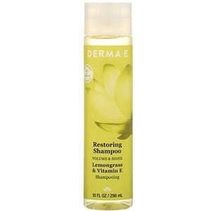 Derma E, Restoring Shampoo, Volume & Shine, Lemongrass & Vitamin E, 10 fl oz (296 ml) - HealthCentralUSA