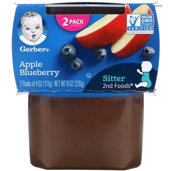 Gerber, Apple Blueberry, 2nd Foods, 2 Pack, 4 oz (113 g) Each - HealthCentralUSA