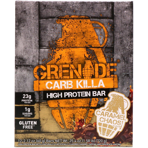 Grenade, Carb Killa, High Protein Bar, Caramel Chaos, 12 Bars, 2.12 oz (60 g) Each - HealthCentralUSA