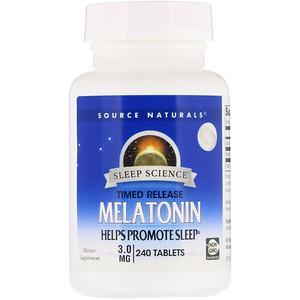 Source Naturals, Melatonin, Timed Release, 3 mg, 240 Tablets - HealthCentralUSA