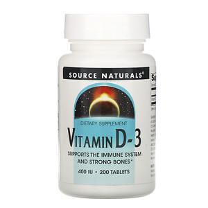 Source Naturals, Vitamin D-3, 400 IU, 200 Tablets - HealthCentralUSA
