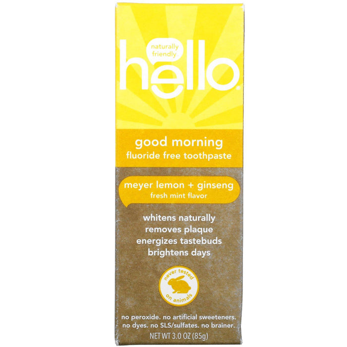 Hello, Good Morning, Fluoride Free Toothpaste, Meyer Lemon + Ginseng, 3.0 oz (85 g) - HealthCentralUSA