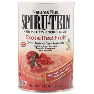 Nature's Plus, Spiru-Tein, High Protein Energy Meal, Exotic Red Fruit, 1.1 lbs (504 g) - HealthCentralUSA