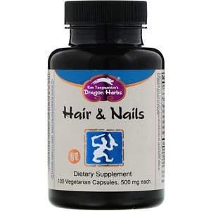 Dragon Herbs, Hair & Nails, 500 mg, 100 Vegetarian Capsules - HealthCentralUSA