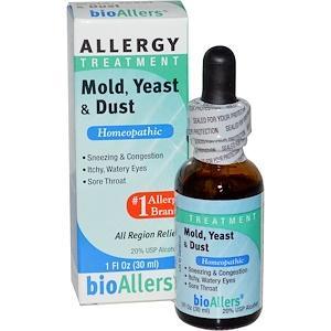 NatraBio, BioAllers, Allergy Treatment, Mold, Yeast & Dust, 1 fl oz (30 ml) - HealthCentralUSA