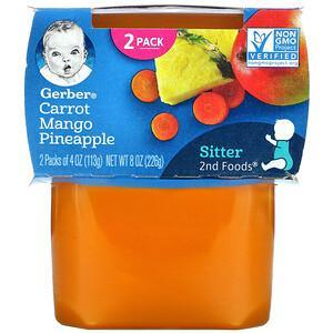 Gerber, Carrot Mango Pineapple, 2nd Foods, 2 Pack, 4 oz (113 g) Each - HealthCentralUSA
