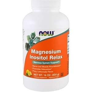 Now Foods, Magnesium Inositol Relax, Lemonade, 16 oz (454 g) - HealthCentralUSA