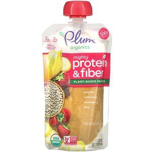Plum Organics, Mighty Protein & Fiber, Banana, White Bean, Strawberry, Chia, Tots, 4 oz (113 g) - HealthCentralUSA