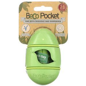 Beco Pets, Beco Pocket, The Eco-Friendly Bag Dispenser, Green, 1 Beco Pocket, 15 Bags - HealthCentralUSA