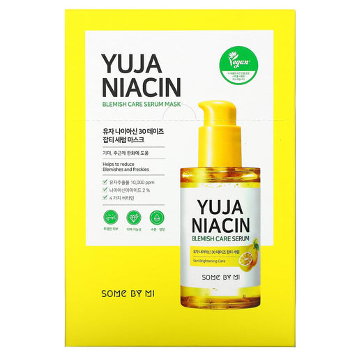 Some By Mi, Yuja Niacin, Blemish Care Serum Beauty Mask, 10 Sheets, 0.88 oz (25 g) Each - HealthCentralUSA