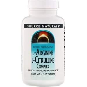 Source Naturals, L-Arginine L-Citrulline Complex, 1,000 mg, 120 Tablets - HealthCentralUSA