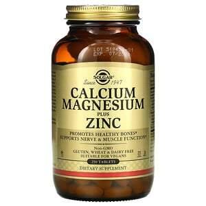 Solgar, Calcium Magnesium Plus Zinc, 250 Tablets - HealthCentralUSA
