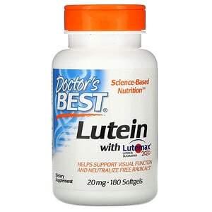 Doctor's Best, Lutein with Lutemax 2020, 20 mg, 180 Softgels - HealthCentralUSA