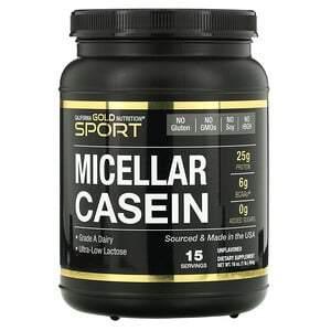 California Gold Nutrition, Micellar Casein Protein, Unflavored, Slow Absorption, 16 oz (454 g) - HealthCentralUSA