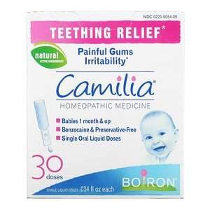 Boiron, Camilia, Teething Relief, 1 Month + , 30 Doses, 0.034 fl oz (1 ml) Each - HealthCentralUSA