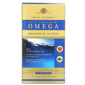 Solgar, Full Spectrum Omega, Wild Alaskan Salmon Oil, 120 Softgels - HealthCentralUSA