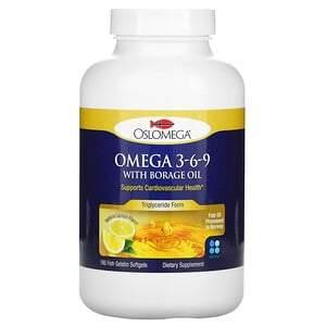 Oslomega, Norwegian Omega 3-6-9 with Borage Oil, Lemon Flavor, 180 Fish Gelatin Softgels - HealthCentralUSA