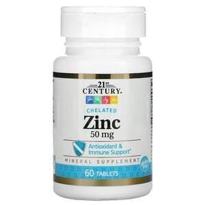 21st Century, Zinc, Chelated, 50 mg, 60 Tablets - HealthCentralUSA