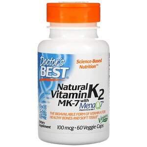 Doctor's Best, Natural Vitamin K2 MK-7 with MenaQ7, 100 mcg, 60 Veggie Caps - HealthCentralUSA