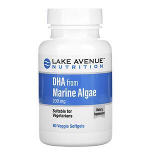 Lake Avenue Nutrition, DHA from Marine Algae, Vegetarian Omega, 200 mg, 60 Veggie Softgels - HealthCentralUSA