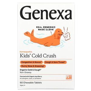 Genexa, Kids´ Cold Crush, Cold & Cough, Ages 3+, Organic Acai Berry, 60 Chewable Tablets - HealthCentralUSA