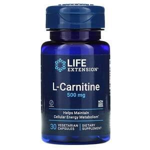 Life Extension, L-Carnitine, 500 mg, 30 Vegetarian Capsules - HealthCentralUSA