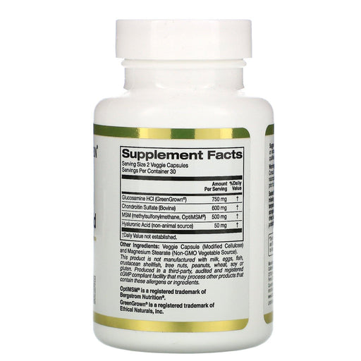 California Gold Nutrition, Glucosamine Chondroitin, MSM plus Hyaluronic Acid, 60 Veggie Capsules - HealthCentralUSA