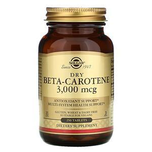 Solgar, Dry Beta-Carotene, 3,000 mcg, 250 Tablets - HealthCentralUSA