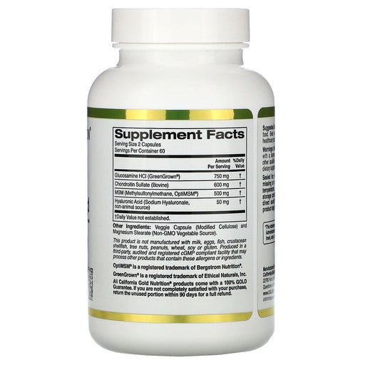 California Gold Nutrition, Glucosamine, Chondroitin, MSM Plus Hyaluronic Acid, 120 Veggie Caps - HealthCentralUSA
