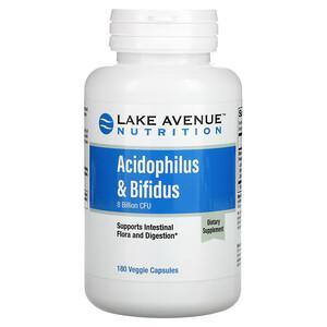 Lake Avenue Nutrition, Acidophilus & Bifidus, Probiotic Blend, 8 Billion CFU, 180 Veggie Capsules - HealthCentralUSA