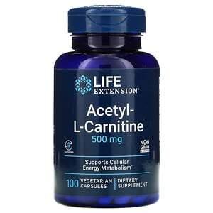Life Extension, Acetyl-L-Carnitine, 500 mg, 100 Vegetarian Capsules - HealthCentralUSA