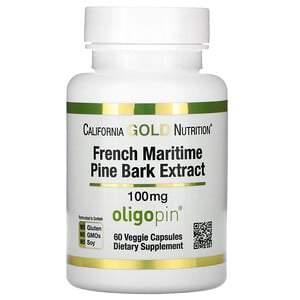 California Gold Nutrition, French Maritime Pine Bark Extract, Oligopin, 100 mg, 60 Veggie Capsules - HealthCentralUSA