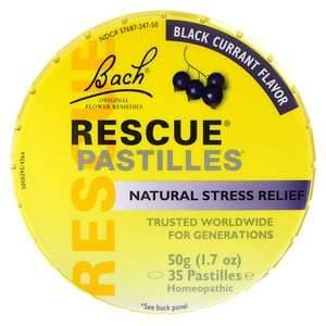 Bach, Original Flower Remedies, Rescue Pastilles, Natural Stress Relief, Black Currant Flavor, 35 Pastilles, 1.7 oz (50 g) - HealthCentralUSA