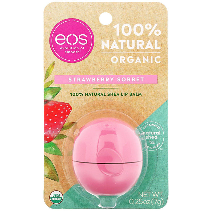 EOS, Lip Balm, Strawberry Sorbet, .25 oz (7 g) - HealthCentralUSA