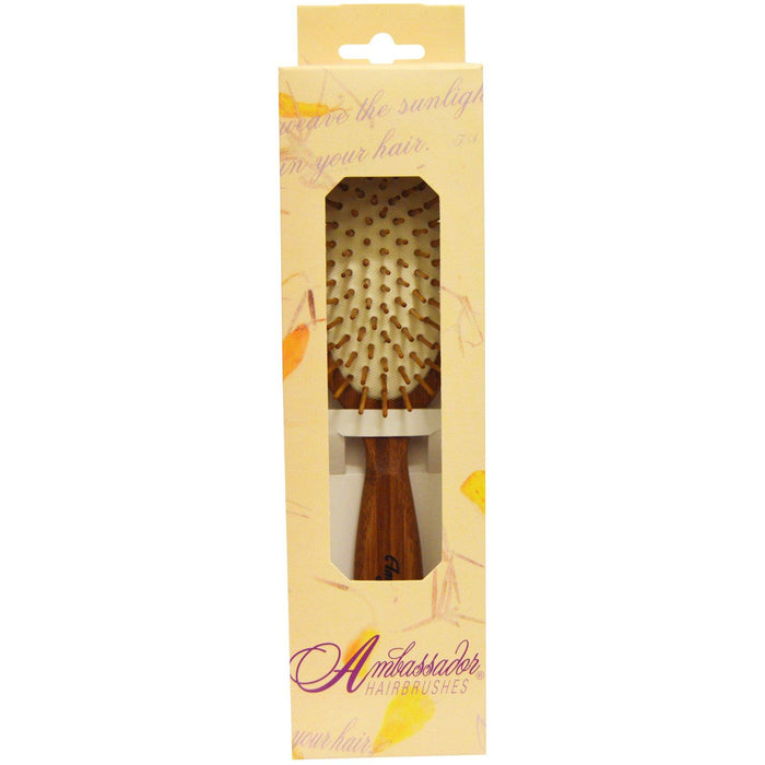 Fuchs Brushes, Ambassador Hairbrushes, Bamboo, Large Oval/Wood Pins, 1 Brush - HealthCentralUSA