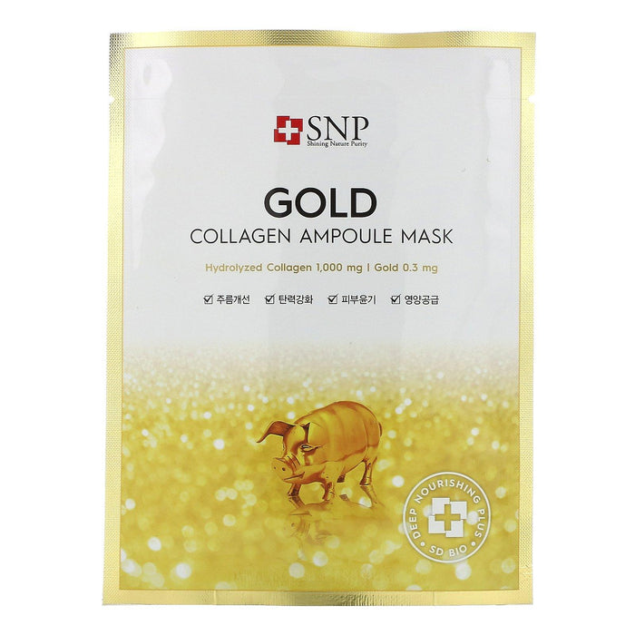 SNP, Gold Collagen Ampoule Beauty Mask, 10 Sheets, 0.84 fl oz (25 ml) Each - HealthCentralUSA