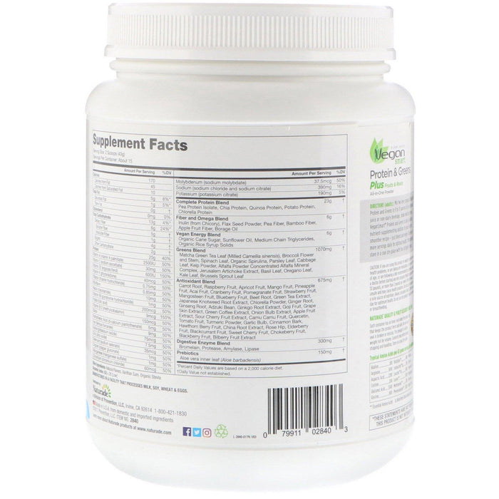 VeganSmart, Protein & Greens, All-In-One Powder, Vanilla Creme, 1.42 lbs (645 g) - HealthCentralUSA