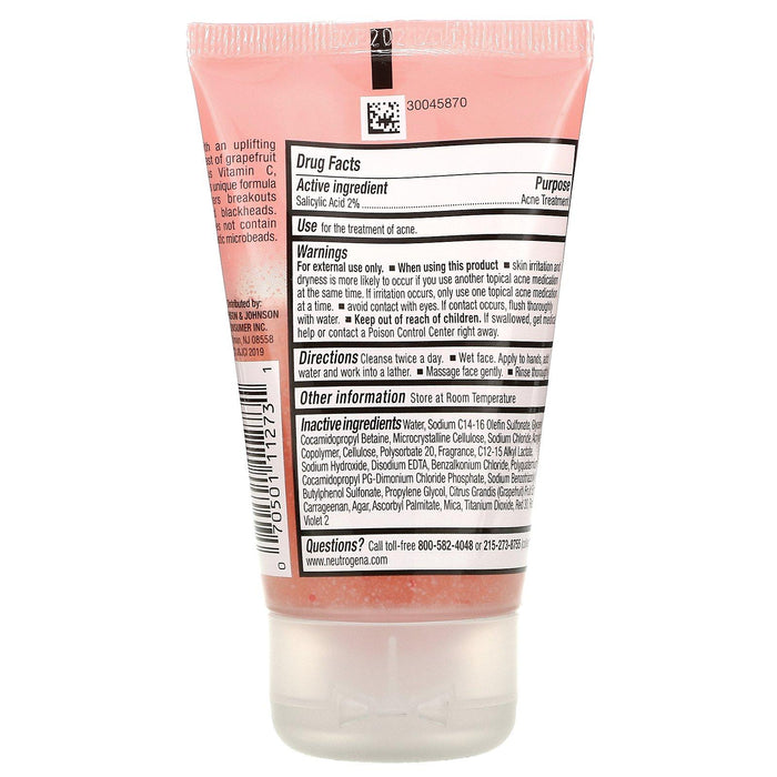 Neutrogena, Oil-Free Acne Wash, Pink Grapefruit Foaming Scrub, 2 fl oz (59 ml) - HealthCentralUSA