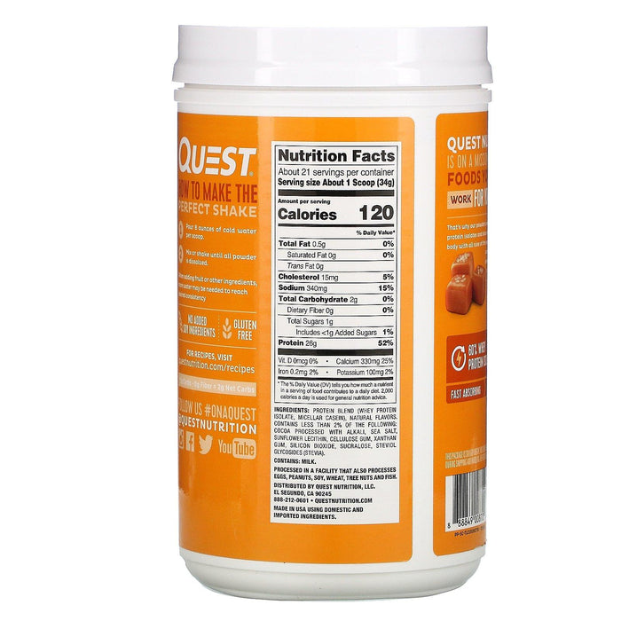 Quest Nutrition, Protein Powder, Salted Caramel, 1.6 lb (726 g) - HealthCentralUSA