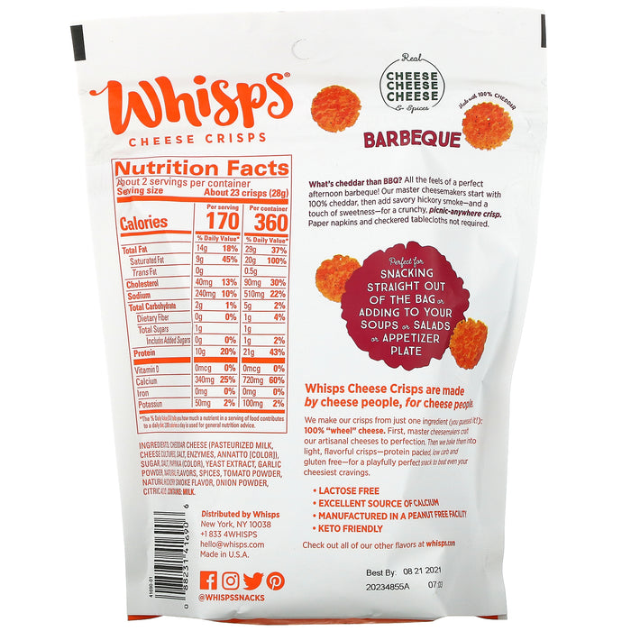 Whisps, Barbeque Cheese Crisps, 2.12 oz (60 g)