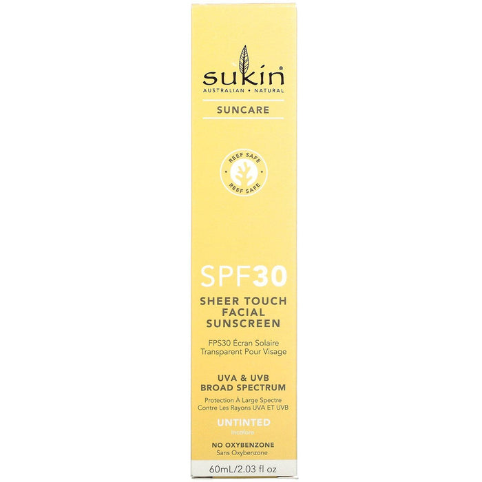 Sukin, Sheer Touch Facial Sunscreen SPF30, Untinted, 2.03 fl oz (60 ml) - HealthCentralUSA